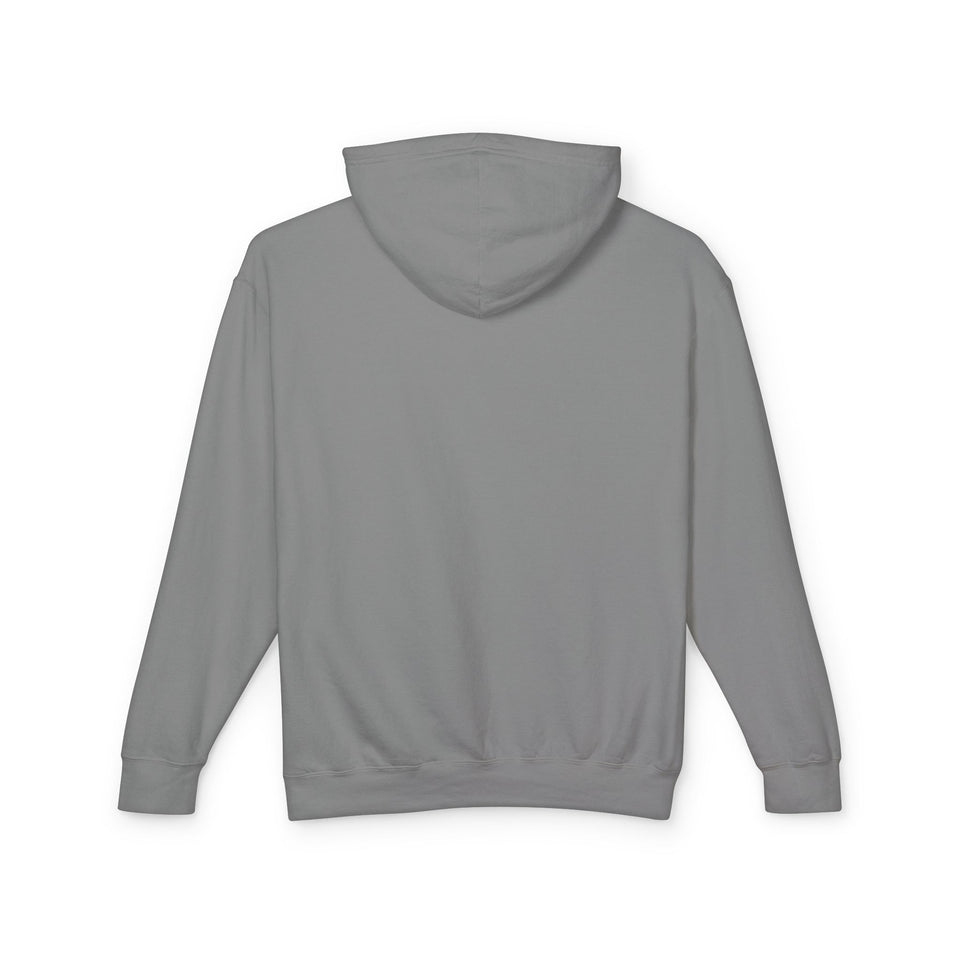 Back view of plain grey youth streetwear hoodie, trendy fashion at TeenHub