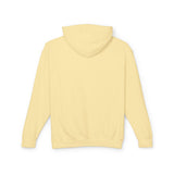 Back view of a plain pastel yellow hoodie, youth streetwear fashion from TeenHub.