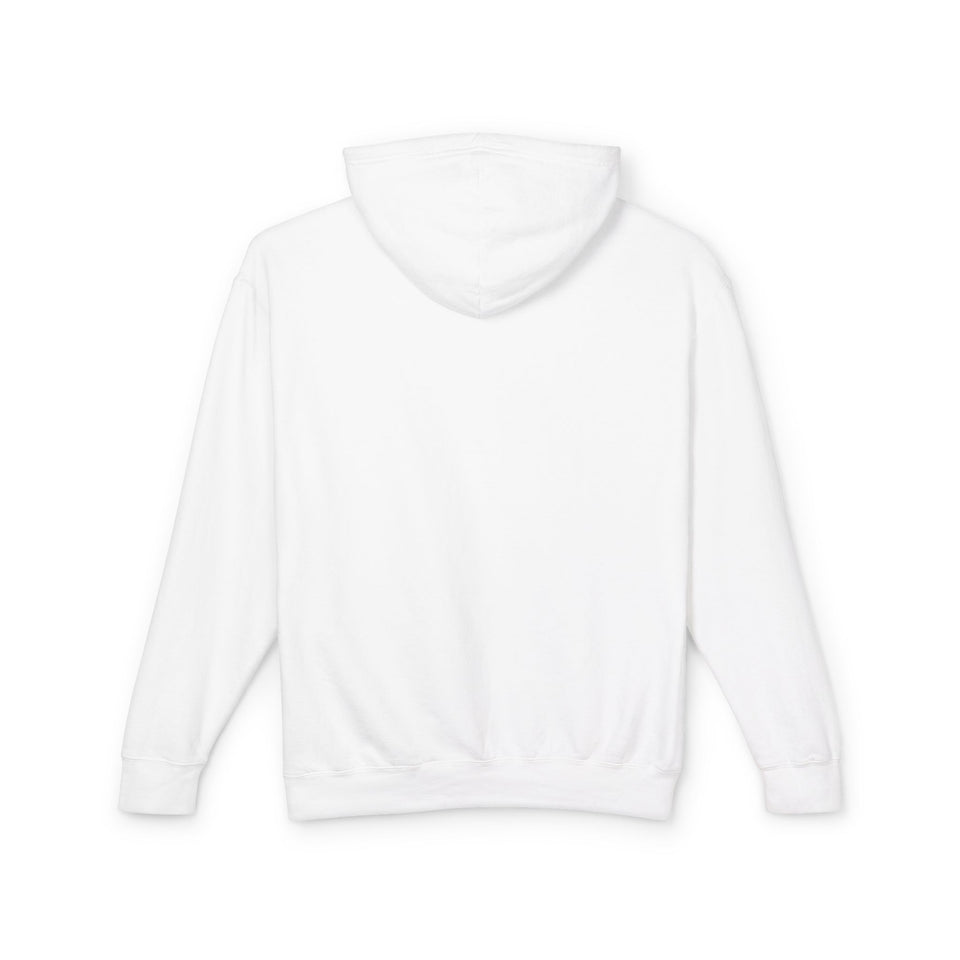Back view of plain white youth streetwear hoodie, TeenHub trendy teen fashion