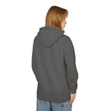 Teen in grey hoodie and jeans, back view, trendy youth streetwear fashion