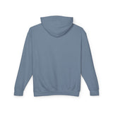Back view of plain blue streetwear hoodie for teens, youth fashion, TeenHub