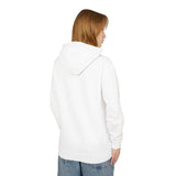 Teen wearing white hoodie and blue jeans, trendy youth streetwear fashion