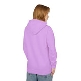 Teen in lilac streetwear hoodie and jeans, back view, trendy youth fashion